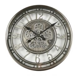 Cutie pentru 6 ceasuri piele Ceas de perete metal si sticla argintiu 54cm 
