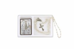 Icoana argintie - cristal Icoana si rozariu argint Maica Domnului de la Fatima