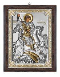 Icoana lemn pictat in relief Sf.Gheorghe Icoana Sfantul Gheorghe 12x15 cm
