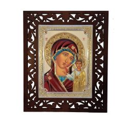 Icoana Maica Domnului din Kazan cu Pruncul Icoana argint Fecioara Maria Kazan 20,5x25 cm