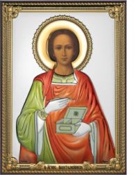 Icoana Sfantul Nicolae argintata 17x21,5 cm Icoana Sfantul Pantelimon 13x18 cm D