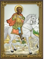 Icoana Maica Domnului de la Lourdes 15x20 cm Icoana Sfantul Mina 13x18 cm D