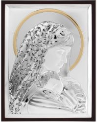 Icoana Sfantul Nicolae argintata 17x21,5 cm Maica Domnului cu Pruncul 21x 28 cm