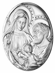 Icoana Maica Domnului cu Pruncul Jerusalem argint  Sfanta Familie argint 25 x 34 cm