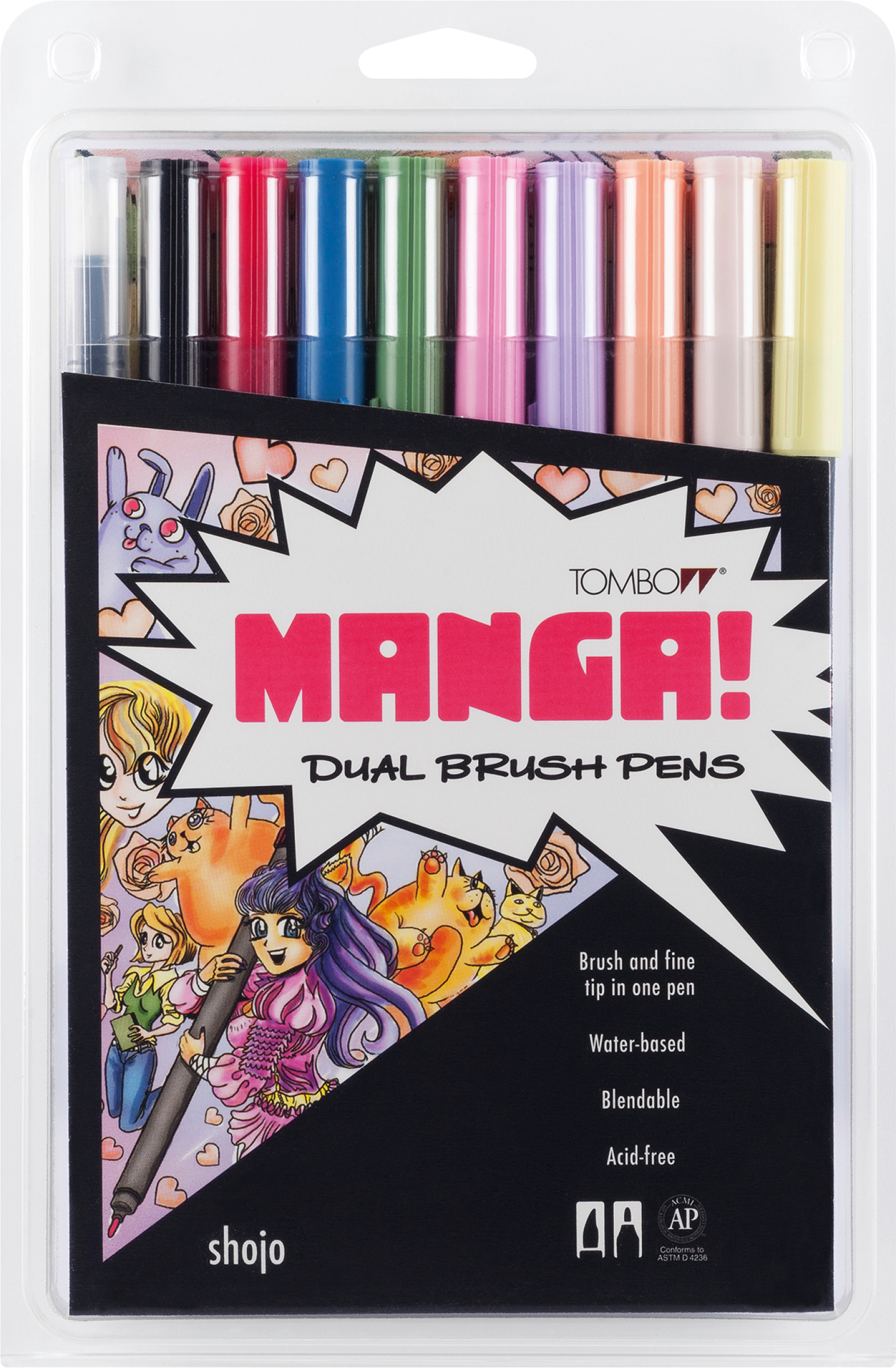 Instrumente de scris Set Tombow Creativ ABT Dual Brush Pen Manga 10 Culori