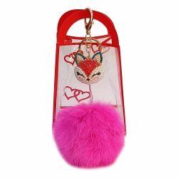 Lumanare plata pictata fluture cu bujor Flatyz Breloc foxy rabbit roz pentru geanta de dama